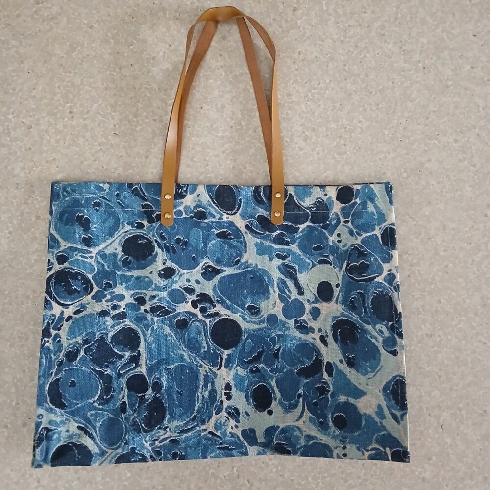 Nice variety blue print woven look bag - NEW